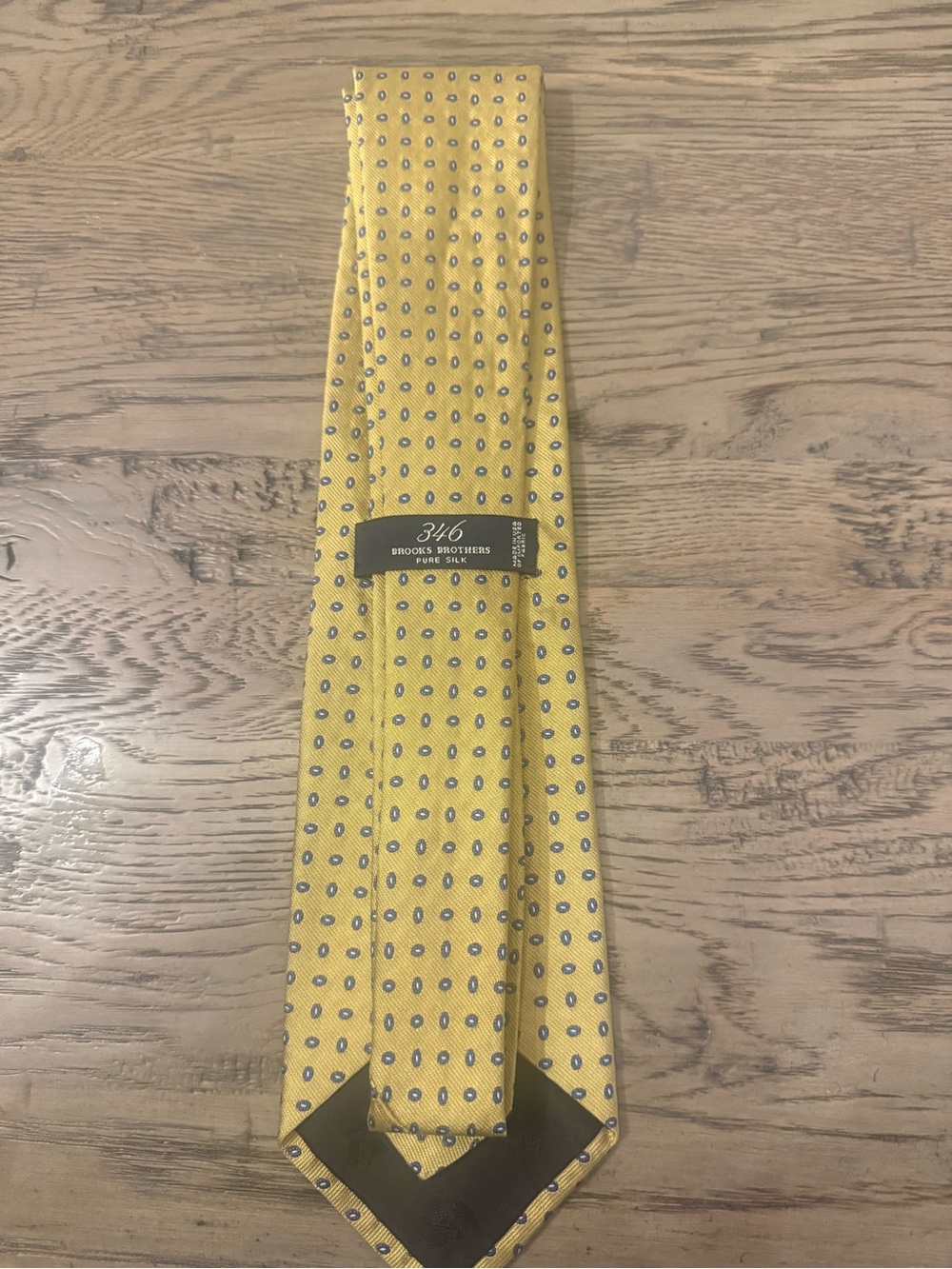 Brooks Brothers Yellow Silk Tie with Small Blue Dot Motif